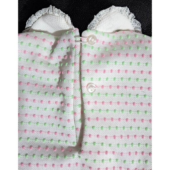 Vintage Cutlers Baby Girl One Piece Romper Outfit Dotted Swiss Lace 3 Months - Picture 10 of 10